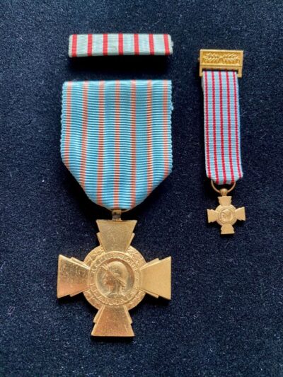 Croix du Combattant GRAVÉE + Miniature croix du Combattant + Rappel