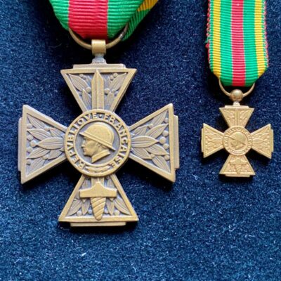 Croix des Combattants Volontaires 1914-1918 WWI + Sa miniature