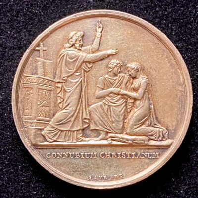 Médaille de Mariage 1855 Gravée Argent