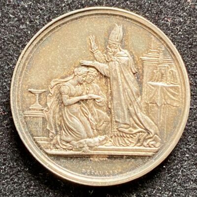 Médaille de Mariage gravée MJ ARGENT