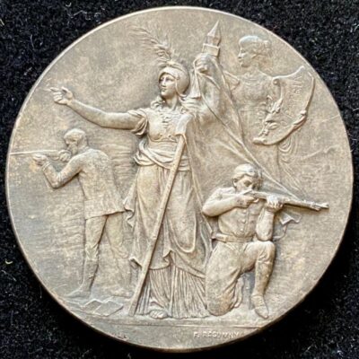 Médaille de Tir en Bronze Argenté graveur Félix Rasumny non attribuée