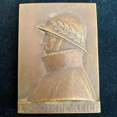 Médaille plaquette Le roi Chevalier Royaume de Belgique Albert 1er