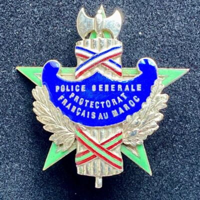 Insigne de Police du Protectorat Français au Maroc avec pattes pour casque