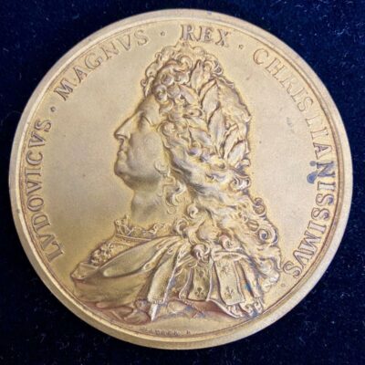Médaille Louis XIV Splendeur de la Marine par Mauger Bronze Doré