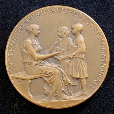 Médaille de l&rsquo;Instruction Primaire de l’Éducation Nationale attribuée Bronze